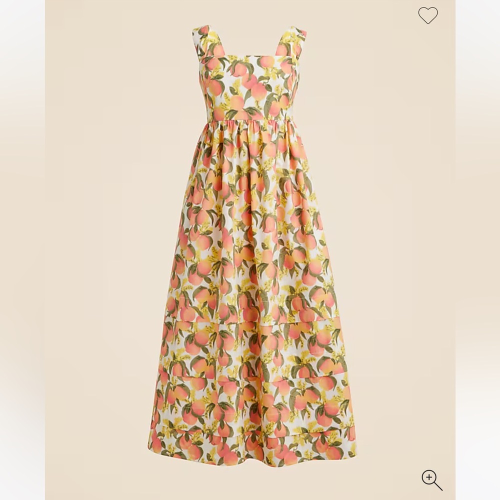 J. Crew Squareneck Midi Dress - Peach and Yellow Floral Dress